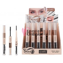 Creion de sprancene retractabil 2 in 1 Pencil&Glue USHAS Brow cod 01 Black (Negru)